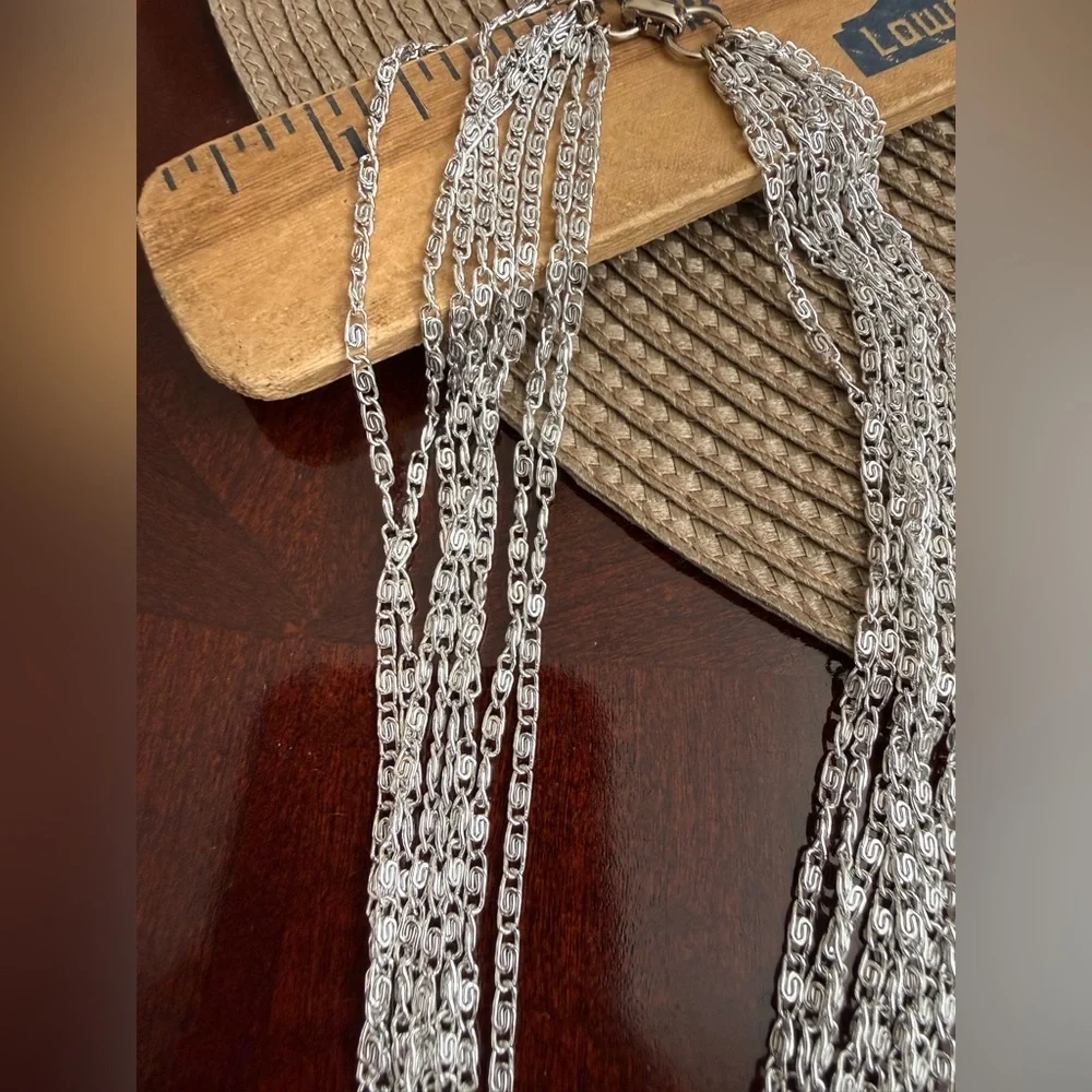 Sarah Conv Multi Strand Silver Tone Necklace - Picture 3 of 5